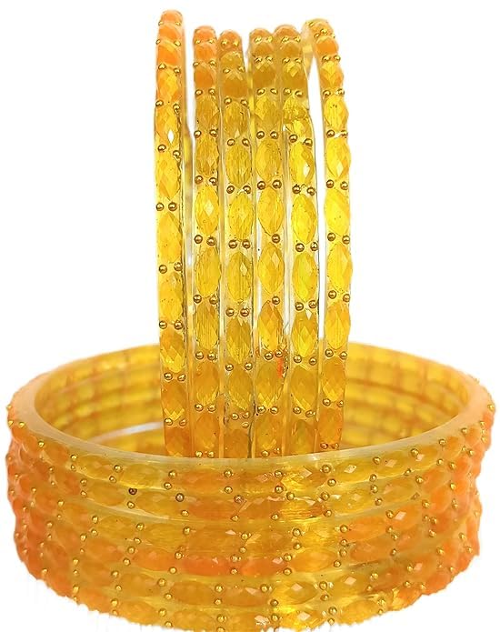 Image of JPS 16 Pcs Trendy Stylish Glass & Kashmiri Ghungroo Bangles Set for Women & Girls | Gold-Plated Traditional Festive Wedding Party Jewellery Chudi Set (12 Glass + 4 Metal)