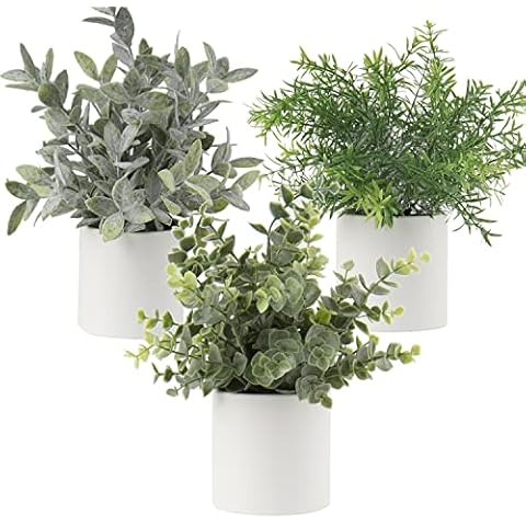 2 pcs Artificial Plants Indoors Decorative Fake Plants in Pots, Small Plastic Faux Plants Outdoor for Home, Office, Table, Desk, Living Room, Bedroom Decorations Cover