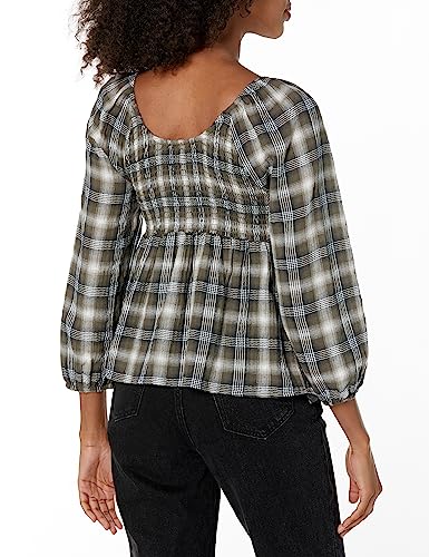 Tommy Hilfiger Damen Plaid Schößchen Bluse, Thymian Multi, Groß – Ansicht 2