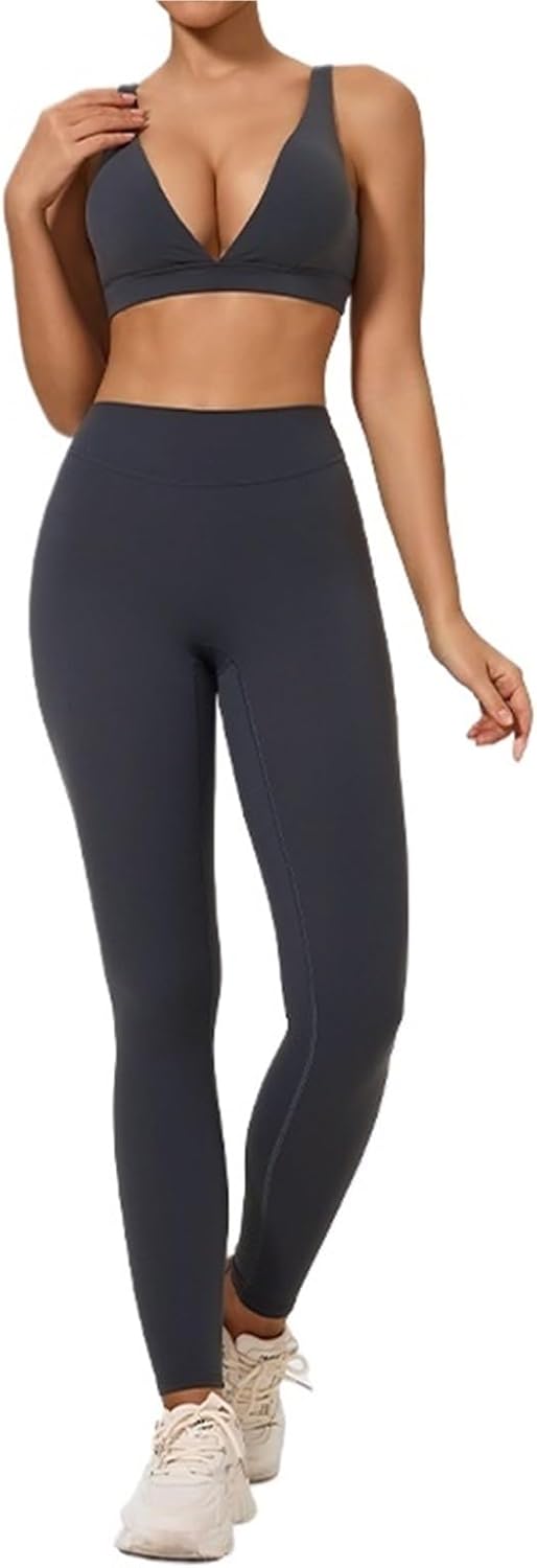 Workout Sets for Women 2Pcs Sports Suit High Impact Push-Up Bra Female Underwear Waist Stretch Fitness Pants
