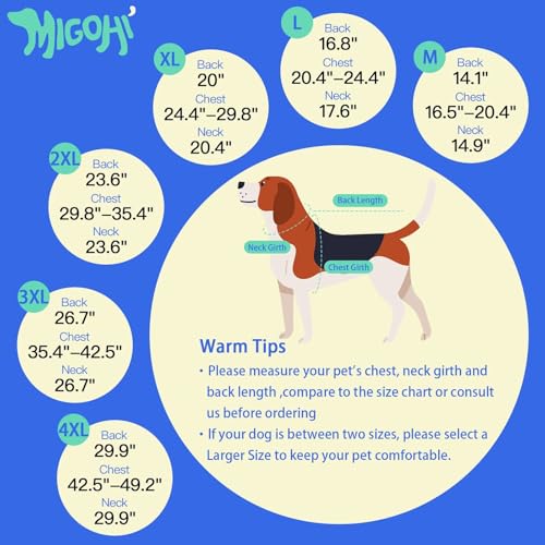 Image of MIGOHI Dog Winter Jacket,Dog Coat Waterproof,4XL Winter Snow Coat with Fleece Lining for Large Dogs Boys Girls,Snowproof Pet Jacket,Great Dane,Mastiff,Blue