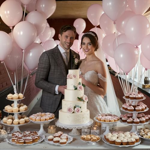 Image of Jobkoo Pink Balloons, 12 Inch 30 Pcs Boho Blush Pink Party Balloon Dusty Rose Nude Pink Balloons Retro Vintage Pink Latex Helium Balloons for Girls Baby Shower Anniversary Wedding Birthday Party Decor