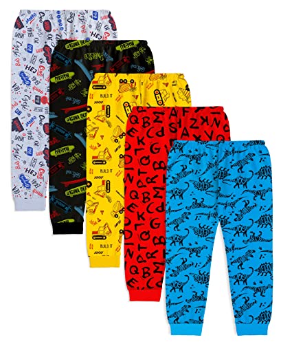 x2o Cotton Pants for Boys and Girls with Ankle Cuff and All Over Prints(Pack of 5)(Black)(3-6 Months)