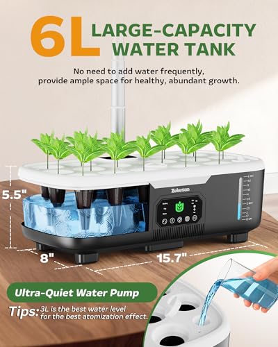 image for Zekeson Misting Hydroponic Growing System Kit 15-Pods Indoor Smart Her