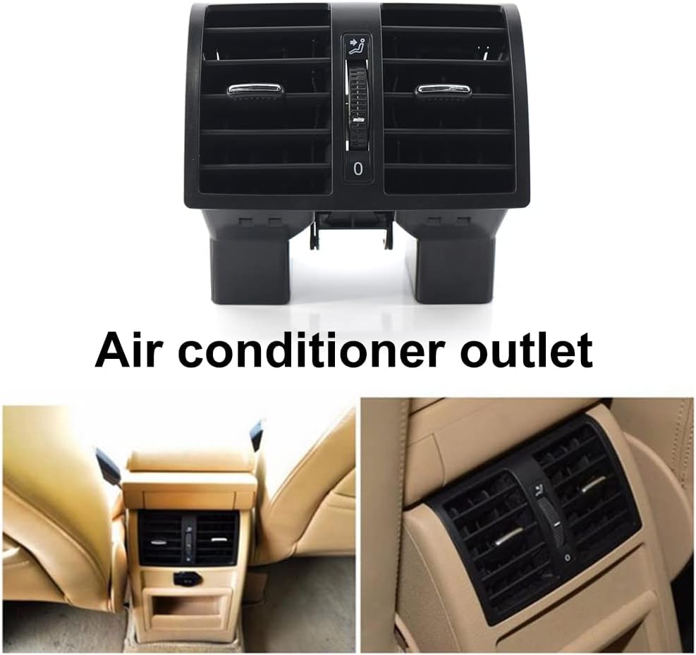 HYRAM Car Air Conditioning Rear Air Vent Air Conditioning Air Vent Outlet Fit for VW Touran 2003-2015 Fit for Caddy 2004-2015 Pushbutton Switches