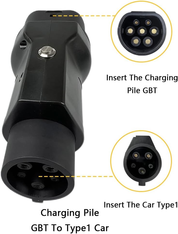 Riloer GBT Socket Adapter, GBT Socket To Type 1 Plug, Fit for Type1-enabled Cars