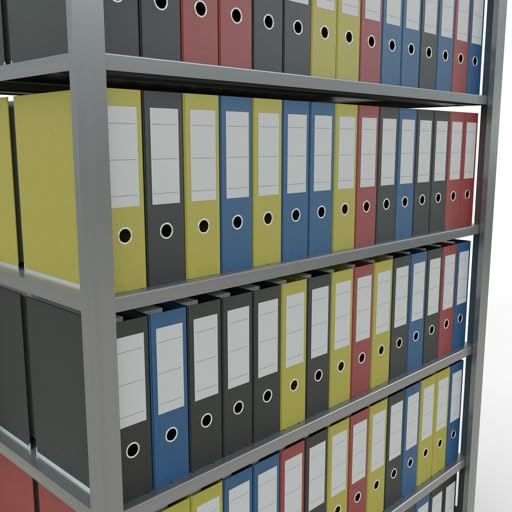 Grundregal, Büro-Fachbodenregal Stecksystem MULTIplus150, 2300 x 1300 x 600 mm (HxBxT), 7 Fachböden, Längenriegel, verzinkt, ohne Mittelanschlag