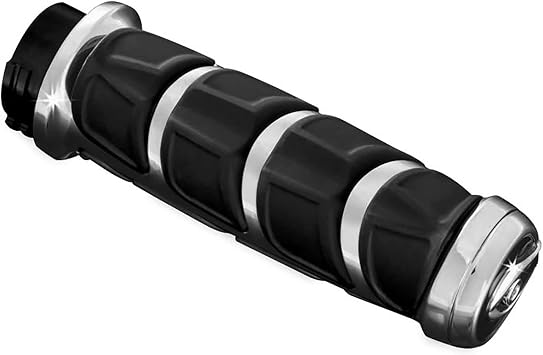 Kuryakyn 6372 Premium Kinetic Handlebar Grips Universal Fit for Motorcycles with 1" Diameter Bars, Chrome, 1 Pair