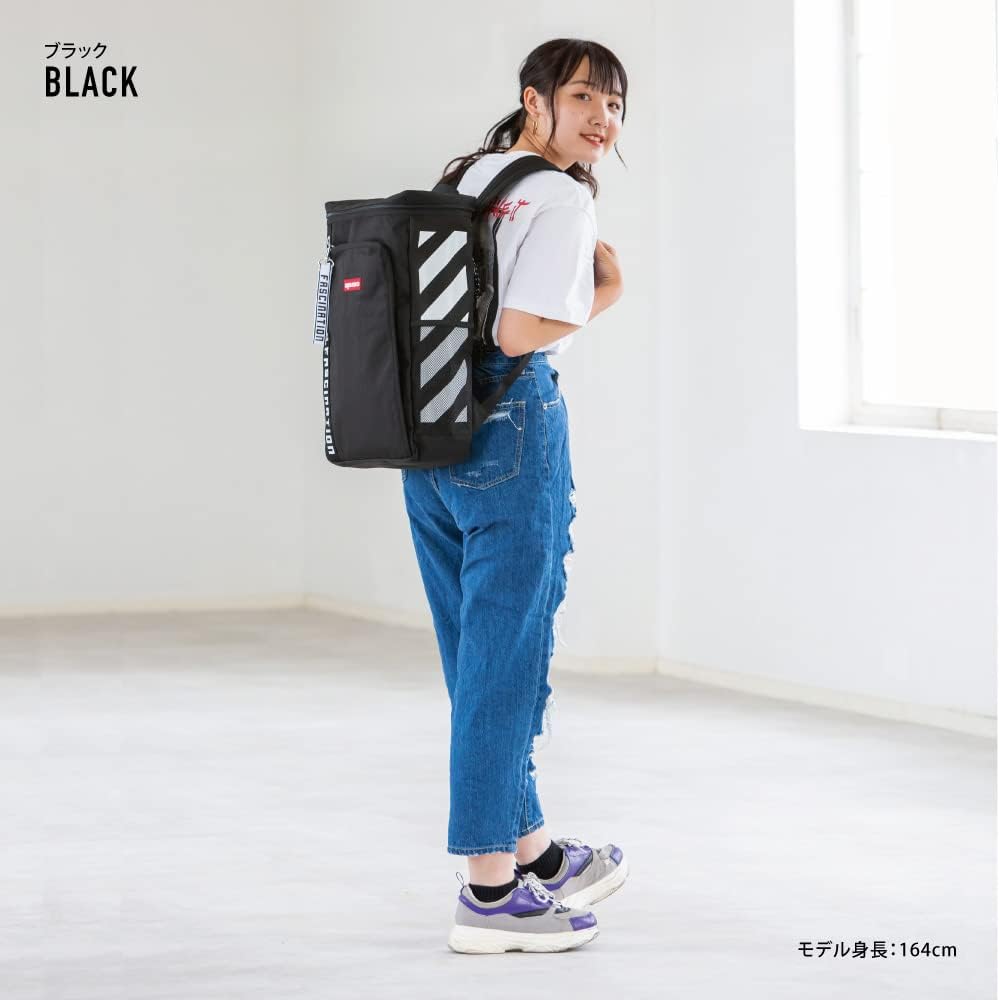 Aventura 30575 Backpack, School Backpack, School Bag, School Bag, Box Shape, Square, Water Repellent, Nylon, Large Capacity, A4, Mesh Pocket, Back, Zipper, Lots of Pockets, 5.3 gal (20 L), Black