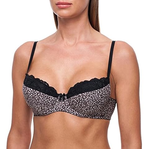 frugue Women's Push-Up Sexy Lace T-Shirt Plunge Padded Bra Leopard US 36 DD Cover