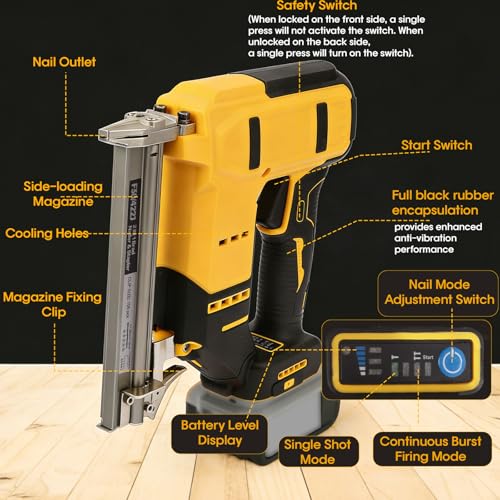 BATSOEASY 2 in 1 Cordless Brad Nailer/Narrow Crown Stapler Compatible with Dewalt 20V MAX Battery(NO Battery), 18 Gauge Brad Nailer/Staple Gun with 1000 Nails and 1000 Staples for Wood Carpentry by BATSOEASY - Image 6