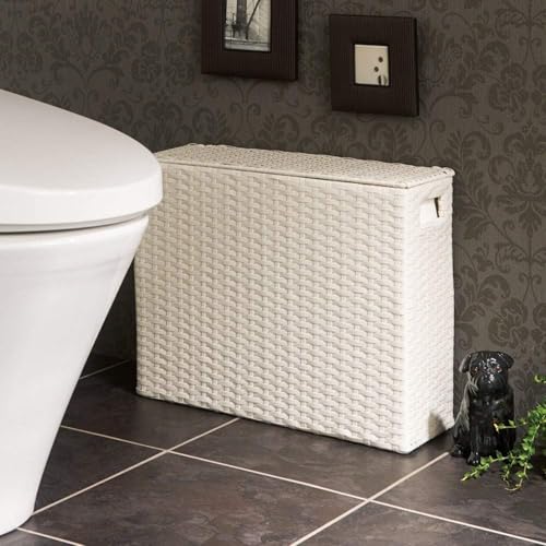 家具 収納 トイレ収納 洗面所収納 トイレラック サニタリー雑貨 ラタン調トイレットペーパーボックス ワイドタイプ 汚れた衣類バスケット、汚れた衣類収納バスケット、おもちゃ収納バスケット、ランドリーバスケット、家庭用汚れ衣類バスケット (白,56*33*6