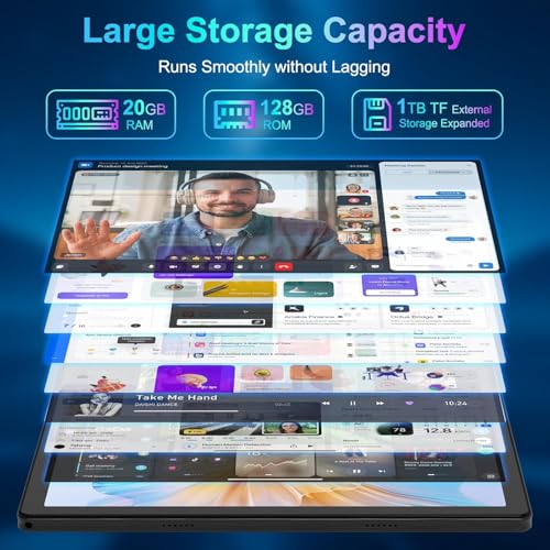 Image of FEARWIKY Tablet, 10.4 inch Android Tablet with 20GB RAM 128GB ROM 1TB TF Card Expandable Octa-Core, Widevine L1, 1280 * 800 HD Touchscreen, Face ID, Wi-Fi 6, Fast Charging