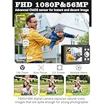 Upgrade Digital Camera, 56MP FHD 1080P Camera for Kids with 16x Zoom Anti Shake, Kid Camera with 32GB TF Card, Two Batteries, Lanyard, Compact Small for Kids Boys Girls（Black） - Image 2
