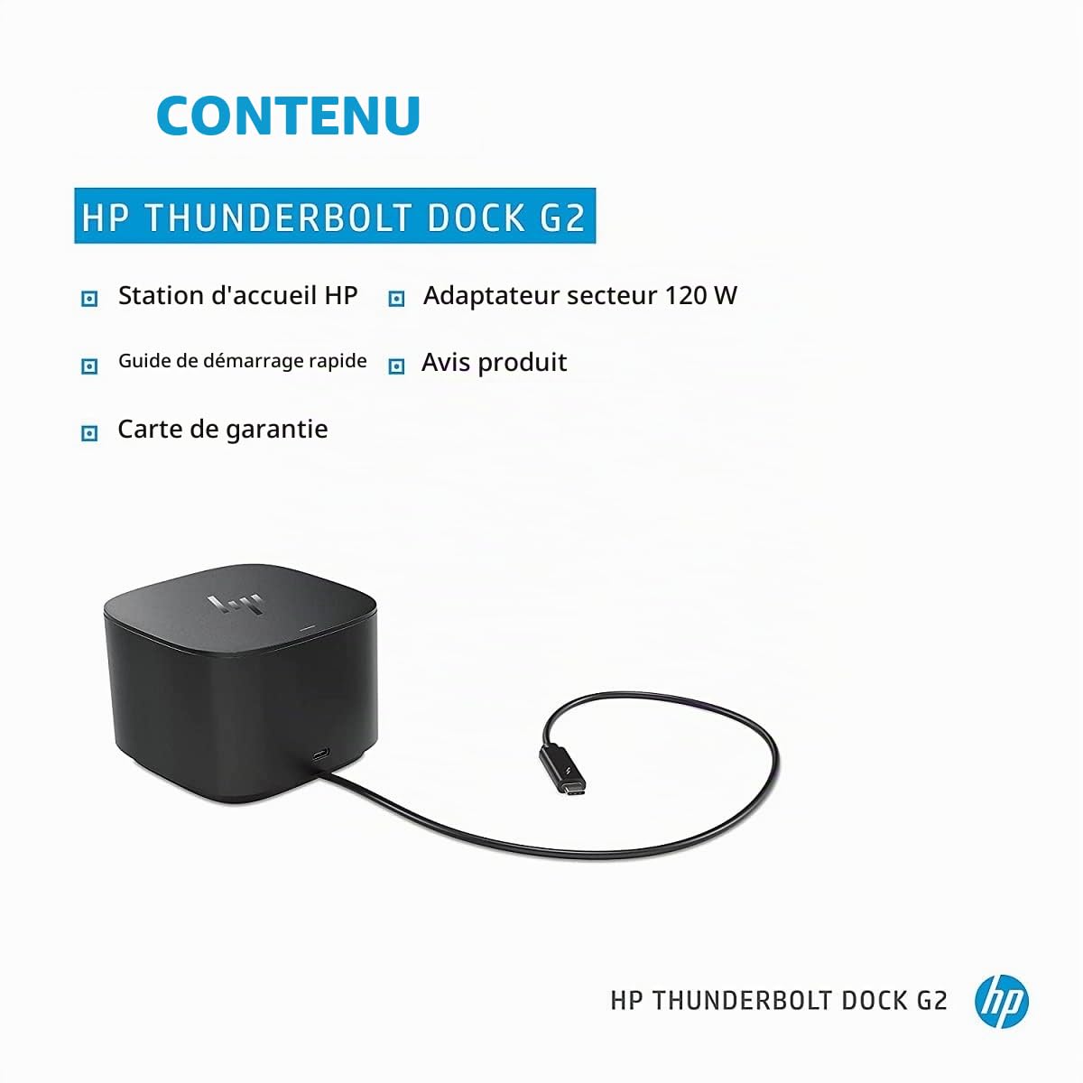 HP Station d'accueil Thunderbolt 120 W G2, Noir