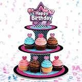 GRULLIN 1PCS Candy Color Surprise Birthday Cupcake Stand Holder for Retro Spot Polka Doll Party Favor Decorations Supplies