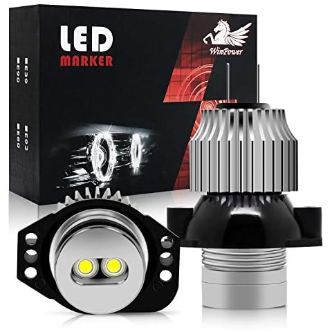 WinPower 12W LED Car Angel Eyes Halogen Conversion Kit No error CanBus Headlight Halo ring marker Bulbs Position lights 6000K Xenon white E90/E91 Sedan Wagon, 2 Pieces Cover