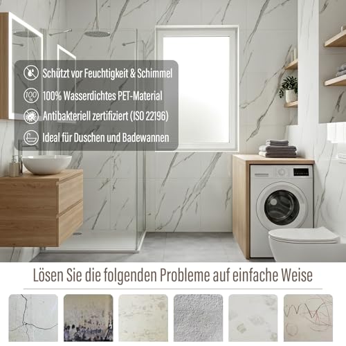 Azulejos de pared autoadhesivos impermeables blanco flor media 30x30 cm 7