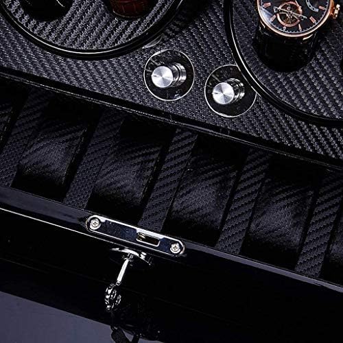 FENOKD Mechanical Watch Shaker Automatic Rotate Watch Winder,4 Mode and Mute Motor,4+6 Storage Box with Safelty Lock & Key (Red White)