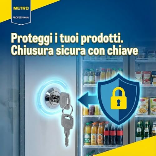 METRO Professional Frigorifero GSC4240 con porta in vetro, 237 L, bianco, 110 W, 220-240 V, con illuminazione a LED, 6 ripiani regolabili, serratura (Bianco) - 3