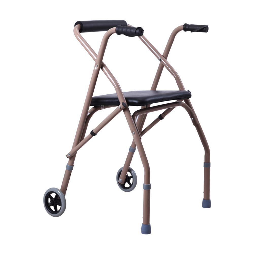 Rollator con asiento plegable de 4 ruedas, ayuda para caminar con movilidad plegable, asiento ajustable en altura para ancianos, 4 ruedas