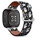 CJBROES Replacement Leather Watch Band, Compatible with Fitbit Versa 3 and Fitbit Sense of Wristband Bracelet Accessory - Beautiful Unicorns Diamonds on Black