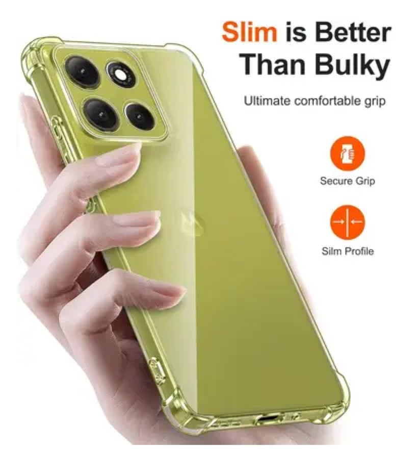 Image of Lustree Case for Motorola Moto G67 Power Transparent Protective Hard Silicone Anti-Shock Case Bumper with Reinforced Corners cam Protection for Motorola G67 Power