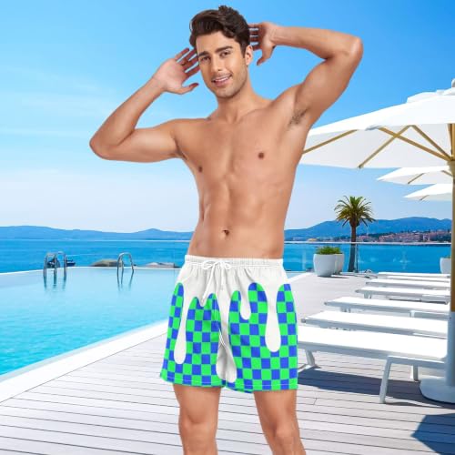Bañador de secado rápido transpirable azul con diseño de cuadros 3