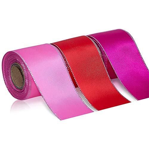 Ribbon for Gift Wrapping Sheer Chiffon Ribbons 1.5InchÃ—5 Yard Organza Ribbons Sheer Satin Ribbons for Wedding Christmas Valentines Bouquets Craft Birthday Party Decoration 3 Rolls