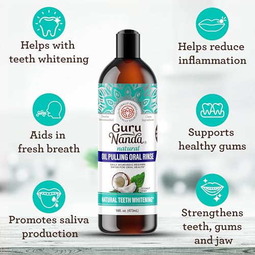 GuruNanda Coconut Oil Pulling with 7 Essential Oils and Vitamin D3, E, K2 (Mickey D), Helps with Fresh Breath, Teeth & Gum Health & More - 16 fl oz - Image 5