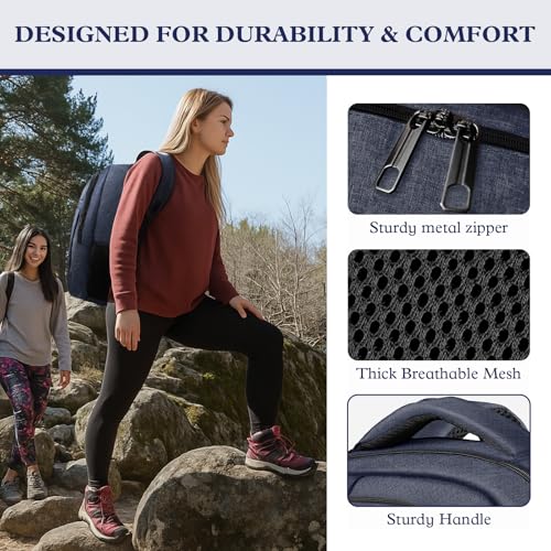 Image of 15.6 inch Travel Laptop Backpack for Men Women, Blue | Laptop Compartment, Adjustable Strap, Mesh Side & Anti-Theft Pocket, Luggage Strap, 30L Storage for Work Travel College