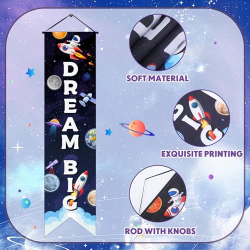 Image of Chiisong 3 Pcs Outer Space Party Decorations Banners Galaxy Vbs Astronaut Porch Signs Never Stop Exploring Back to School Welcome Motivational Hanging Flags Classroom Photo Props Backdrop Supplies