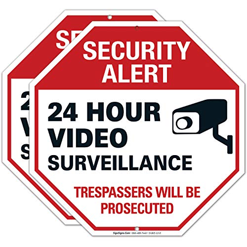 Video Surveillance Sign, (2 Pack) 12x12 Rust Free Heavy 0.40 Aluminum, Security Surveillance Warning - //coolthings.us