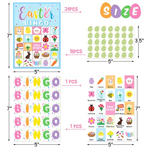 Easter Bingo Game Cards for 24 Players Sunday School Game Boy Girls Spring Easter Party Supplies Preschool Classroom Activity