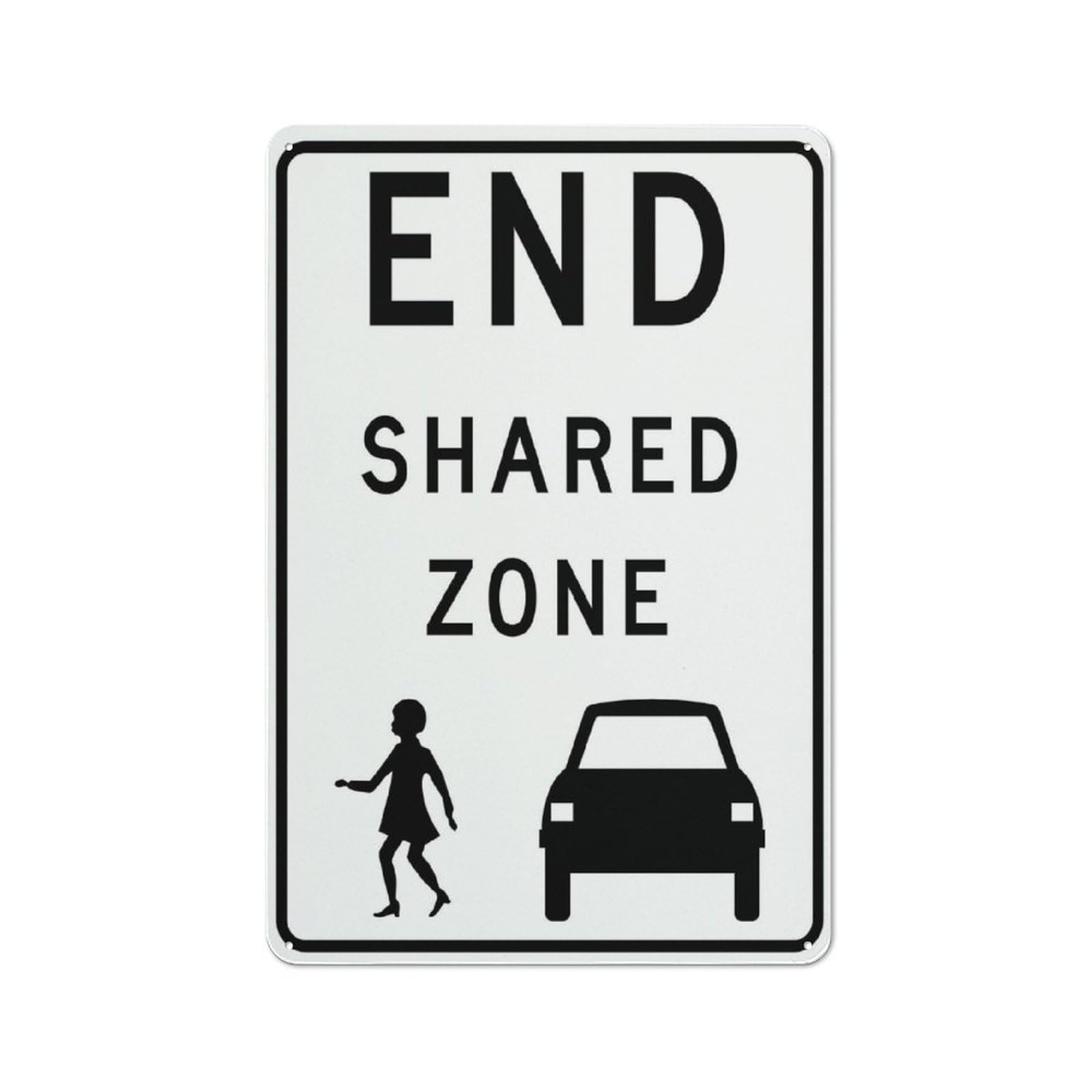 End Shared Zone Sign 12X8 Inch Tin Sign Great For Garden And Yard Wall Decor