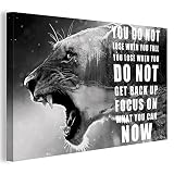Lion Motivational Canvas Wall Art, Inspirational Wall Art, Black and White Lion Pictures Wall Art Po