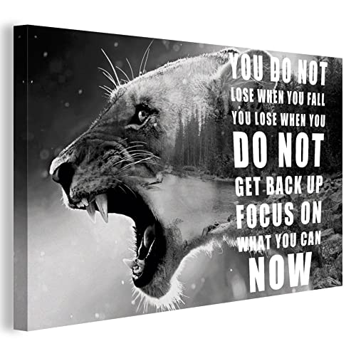 Lion Motivational Canvas Wall Art, Inspirational Wall Art, Black And White Lion Pictures Wall Art Poster, 12X16 Inch Framed Ready To Hang, Inspirational Motivational Positive Quotes Animal Canvas Wall Art Poster For Men Office Bedroom Wall Decor #TOP3