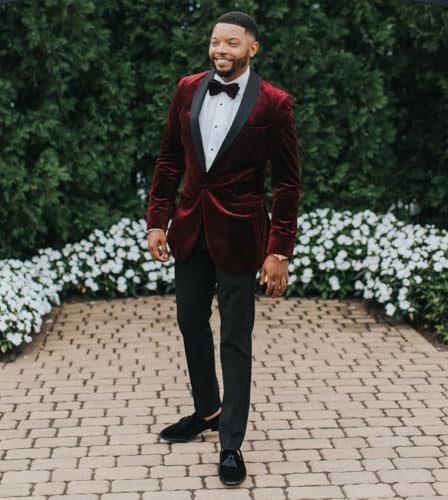 Velvet 2 Piece Suit Men Slim Fit Suits One Button Shawl Collar Tuxedo Suit Set Wedding Prom Dinner Party4