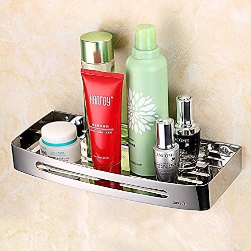 SS304 Bathroom Shower Caddy Basket Storage Rack Shelf Organiser Wall Mounted with Screws - 30cm x 12.7cm x 5cm (Rectangular)