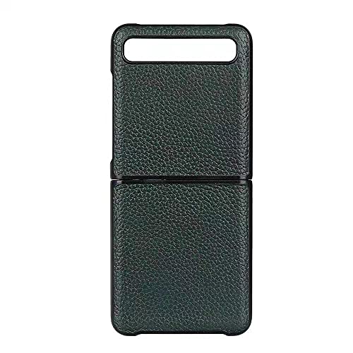 for Samsung Galaxy Z Flip Case/Z Flip 5G Case, Genuine Leather Samsung Z Flip Case, Thin Slim Durable Protective Phone Case Cover for Samsung Galaxy Z Flip (Green)