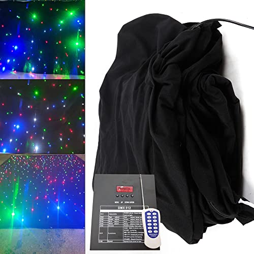 LED Stage Backdrop, 6.6 x 9.8ft Multi-Colour LED Star Curtain...