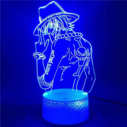 3D Illusion Lampe Led Nachtlicht Portgas D Ace One Piece 7 Farben Schlafzimmer Dekoration Für Kinder Jahr Urlaub Geschenke Mit Fernbedienung Cover