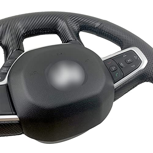 Hand-Sewing Steering Wheel Wrap Cover Red Perforated Leather/Matte Black Carbon Fiber Interior Protection Accessories For Dodge Ram 1500 2500 3500 2019 2020 2021 2022 2023 #TOP6