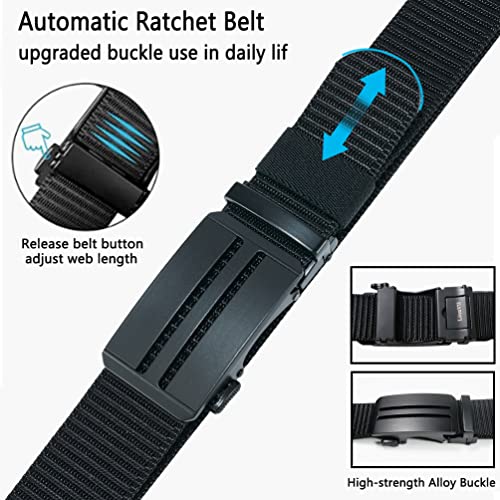 Image of LionVII Men's Belt,Ratchet Belt for Men Casual, Nylon Jeans Belt with Click Buckle, Breathable Fabric Waist Strap Easy Adjustable Trim to Fit 28-49 inch Waist
