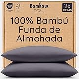 Bambaw Fundas Almohada 50x70 cm Bambú, Pack de 2, Sabana Frio Verano e Invierno, Sábanas Antiácaros y Antiarrugas, Sabanas de Bambu Frío y Suave, Funda Almohada 50x70 Hipoalergenico (Antracita)