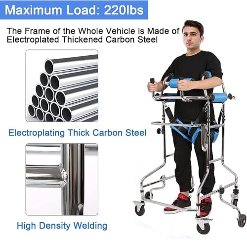 Déambulateur vertical roulant à 8 roues avec siège et hauteur réglable
