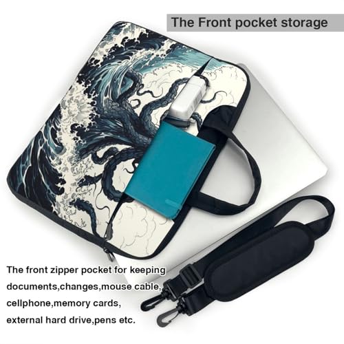 Bolso para portátil con diseño oceánico, negro, 13 pulgadas miniatura 4