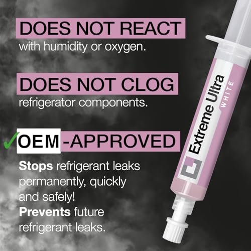 Image of ERRECOM Extreme Ultra White, Refrigerant Leak Stop for Refrigerators with hermetic compressor and R600 - R290 - R134a, 0.2 fl oz (6 ml) Cartridge, Includes 1 /4 SAE Adapter