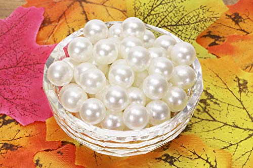 Shapenty Plastic No Holes Round Pearl Beads Bulk for Vase Filler Table Scatter Wedding Birthday Party Home Decoration Lipstick Eyeliner Makeup Brush Holder Art Craft Beads, 300PCS (Ivory, 12mm)