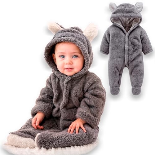 Macacão Para Bebe Menino Menina Teddy Pelúcia Com Capuz Frio Prem...